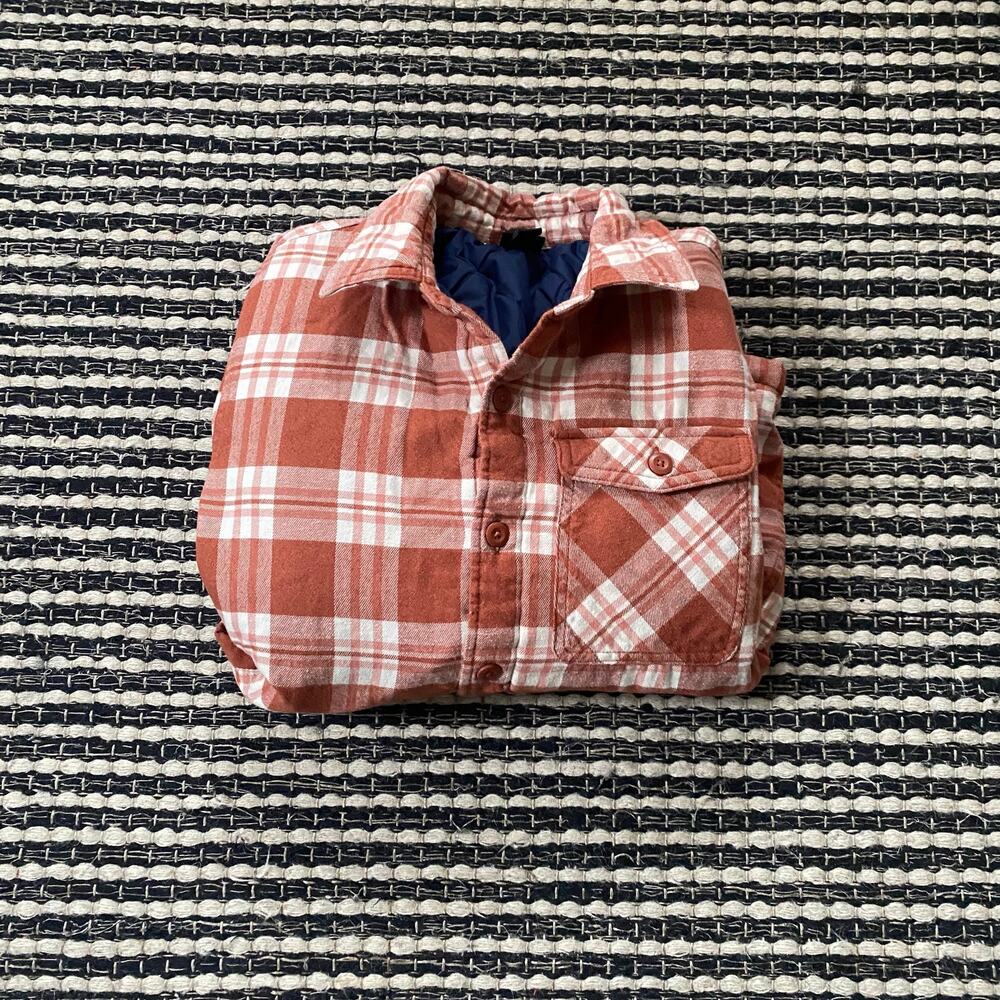 🌿Patagonia Boys Lightweight Insulated Quilted Fjord Plaid Flannel Jacket L12
